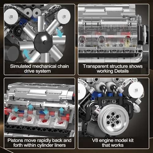 Mould King 10088 V8 Engine Model Kit - 535 Pcs for Adults | Realistic Mechanical Build with Moving Pistons thumbnail 3