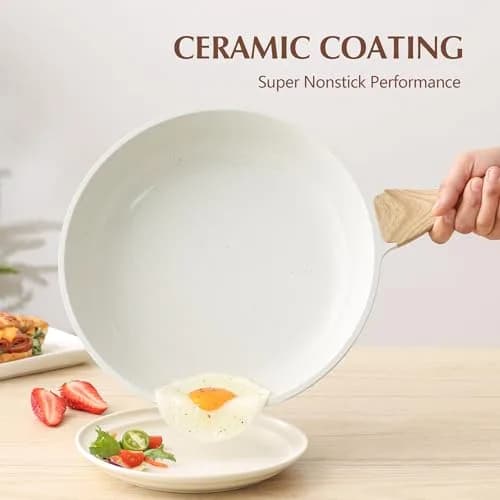 SENSARTE 9.5 Inch Nonstick Ceramic Frying Pan with Lid | PFAS/PTFE/PFOA Free, Induction Compatible thumbnail 4