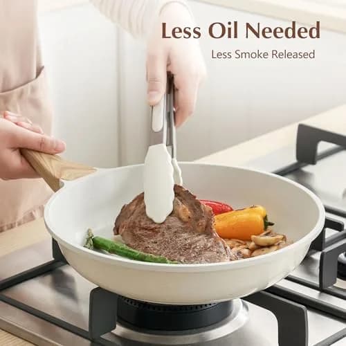 SENSARTE 9.5 Inch Nonstick Ceramic Frying Pan with Lid | PFAS/PTFE/PFOA Free, Induction Compatible thumbnail 3