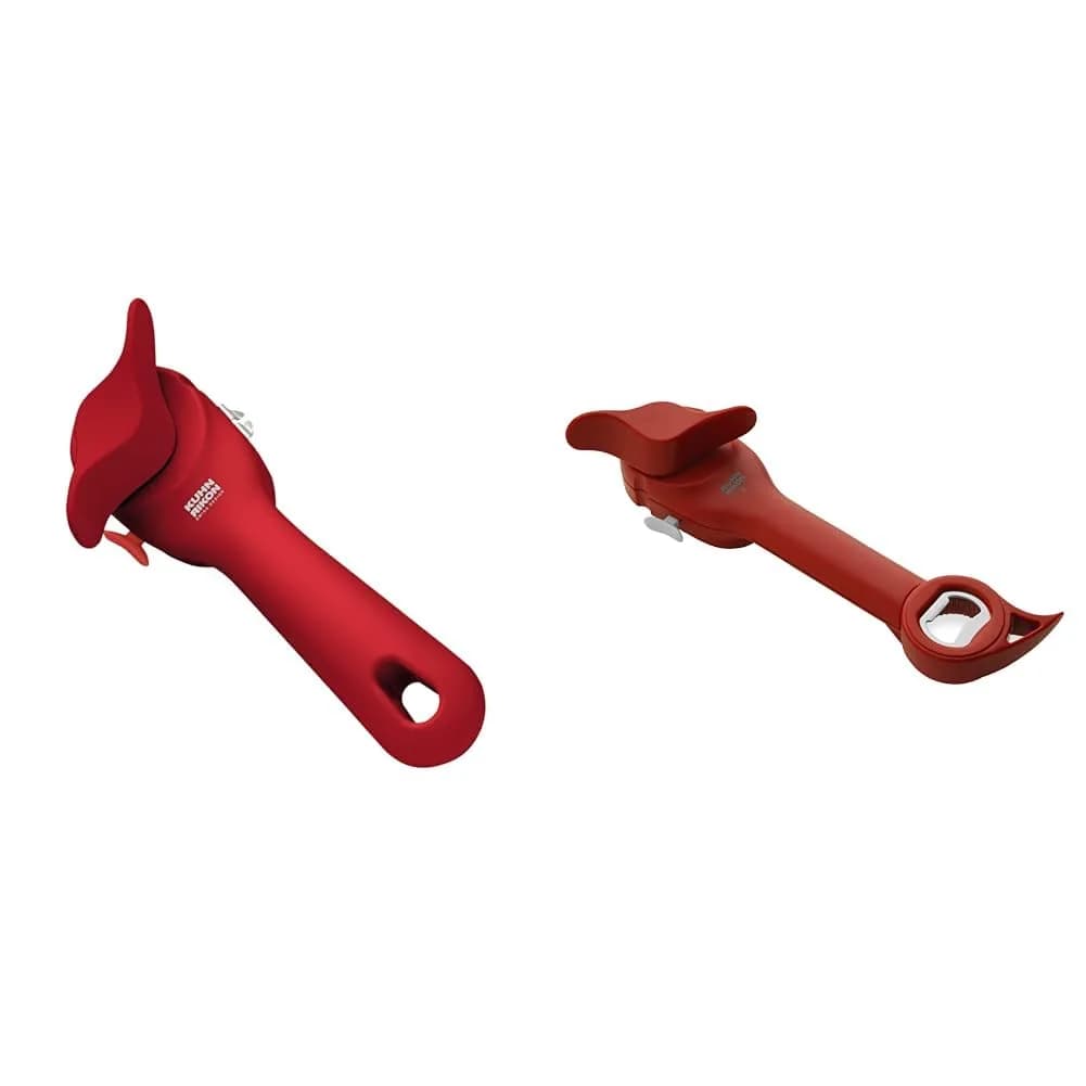 Kuhn Rikon Auto Safety LidLifter & Master Opener Set, Red | Hygienic & Safe Can, Bottle, Jar Opener