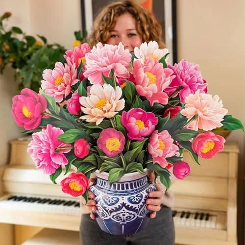 Freshcut Paper Grande Peony Paradise 3D Pop Up Card 19" x 24" | Birthday, Mother's Day, Thank You Gift thumbnail 2