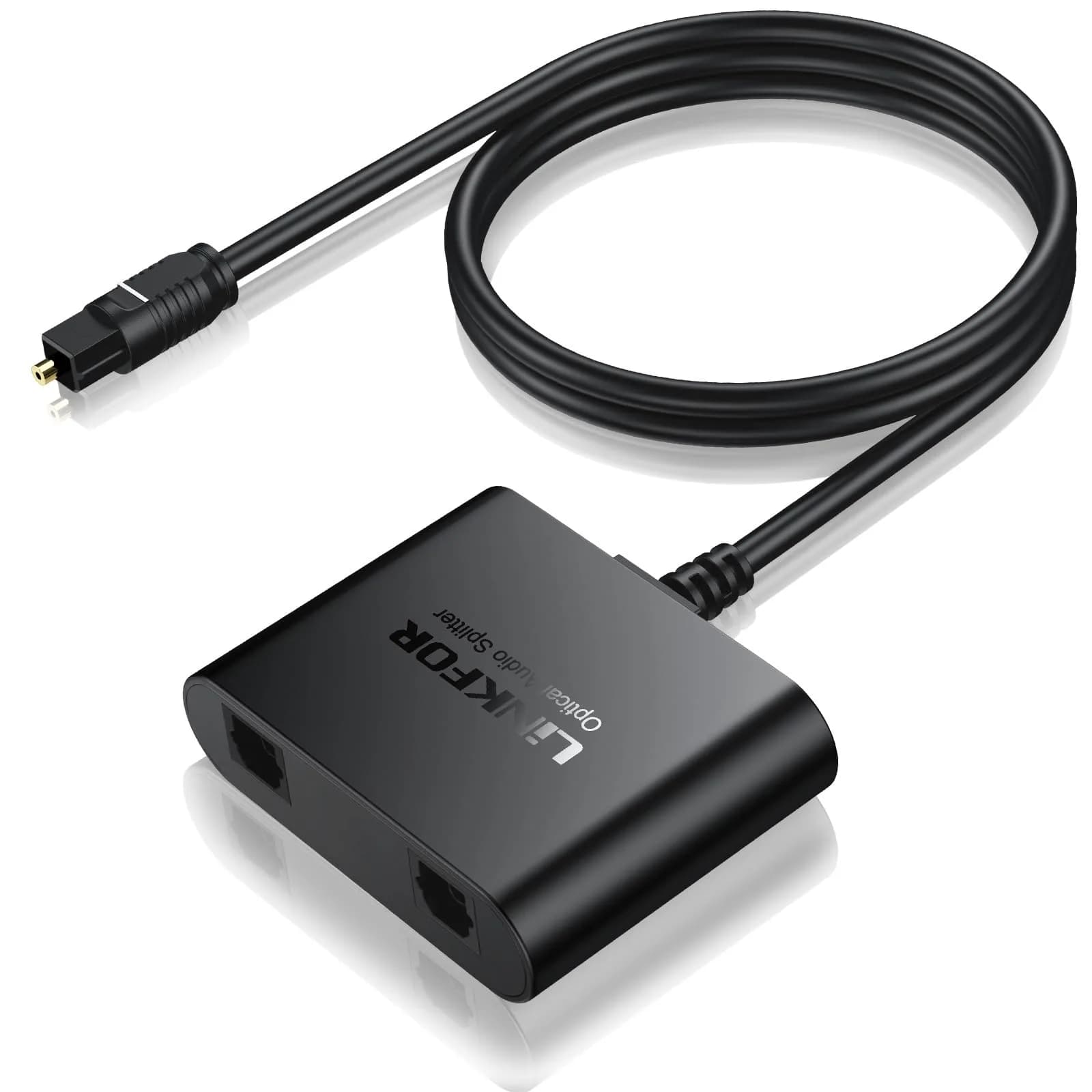 LiNKFOR 1x2 Optical Audio Splitter 1 Input 2 Output | Splits Digital Audio for Home Theatre, Xbox, PS5/PS4, Soundbars