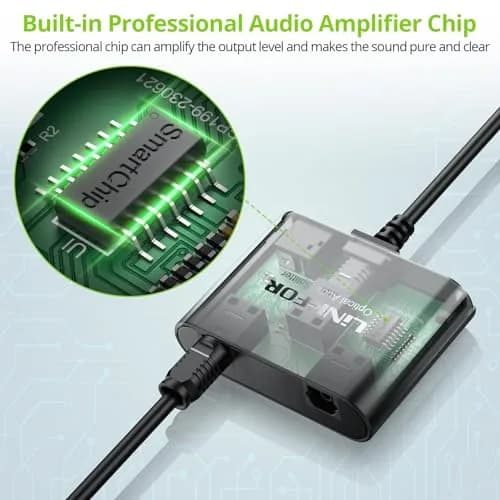 LiNKFOR 1x2 Optical Audio Splitter 1 Input 2 Output | Splits Digital Audio for Home Theatre, Xbox, PS5/PS4, Soundbars thumbnail 6