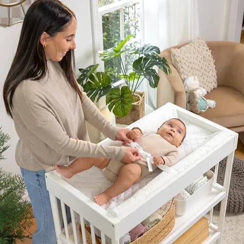 Ingenuity Contoured Changing Pad with Safety Strap & Waterproof Liner | 32 x 16 inches (81.3 x 40.6 cm) thumbnail 4