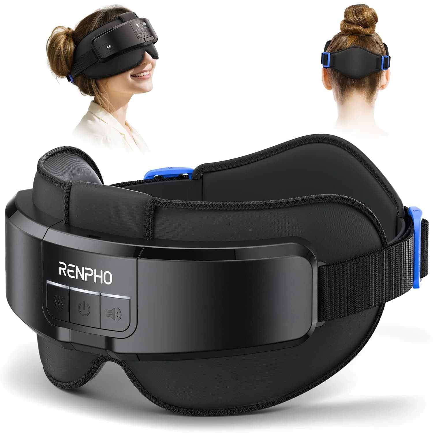 RENPHO Eyeris 2 Eye Massager with Heat & Cooling, Heated Eye Mask, 1500mAh Battery | Relieves Dry Eyes & Tension — Black