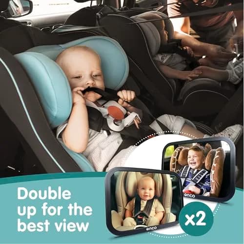 Onco Baby Car Mirror for Rear Facing Seats (2 Pack, Black) | Shatterproof View for Safe Travels thumbnail 2