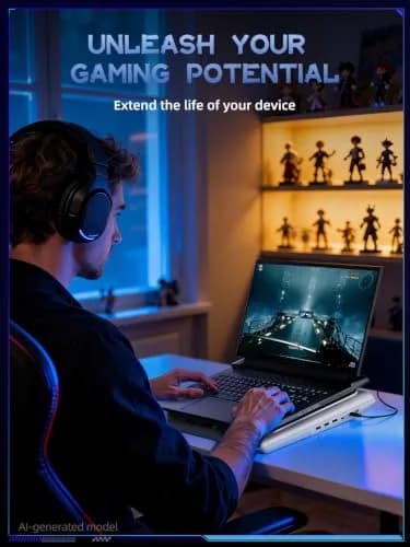 llano V12 Gaming Laptop Cooling Pad with 14cm Turbo Fan & HD LED Display | 1.8 kg (3.97 lb) thumbnail 6