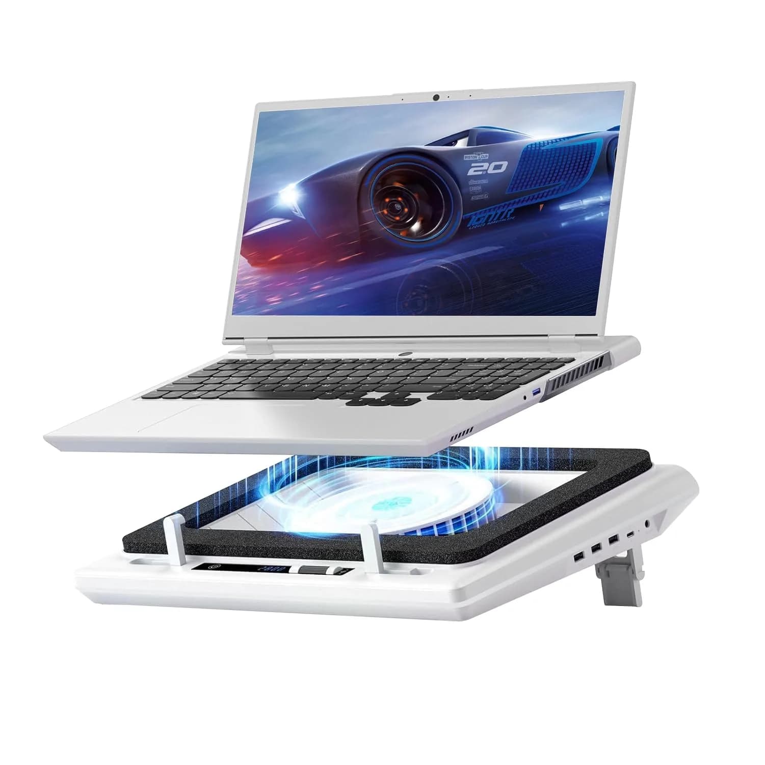 llano V12 Gaming Laptop Cooling Pad with 14cm Turbo Fan & HD LED Display | 1.8 kg (3.97 lb)