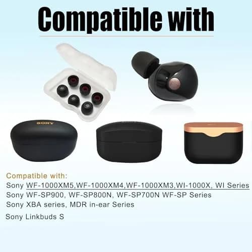 Mijusun Memory Foam XS Earbud Tips for Sony WF-1000XM5 | 3 Pairs with Filter Screen & Storage Box thumbnail 6