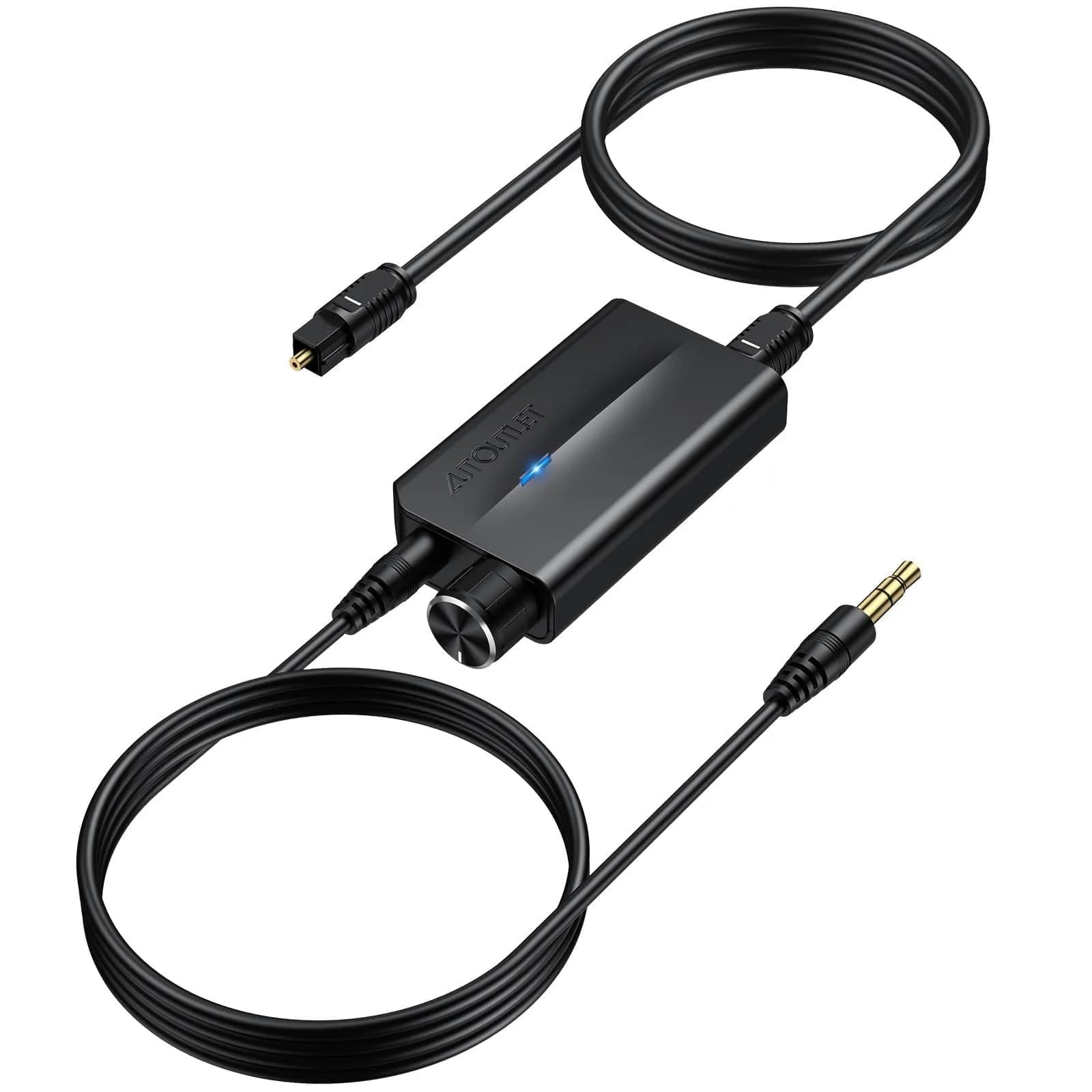 AUTOUTLET 192kHz DAC Optical to 3.5mm Converter with Volume Control, 25g (0.88oz) | High-Fidelity Audio Signal Conversion - main product image