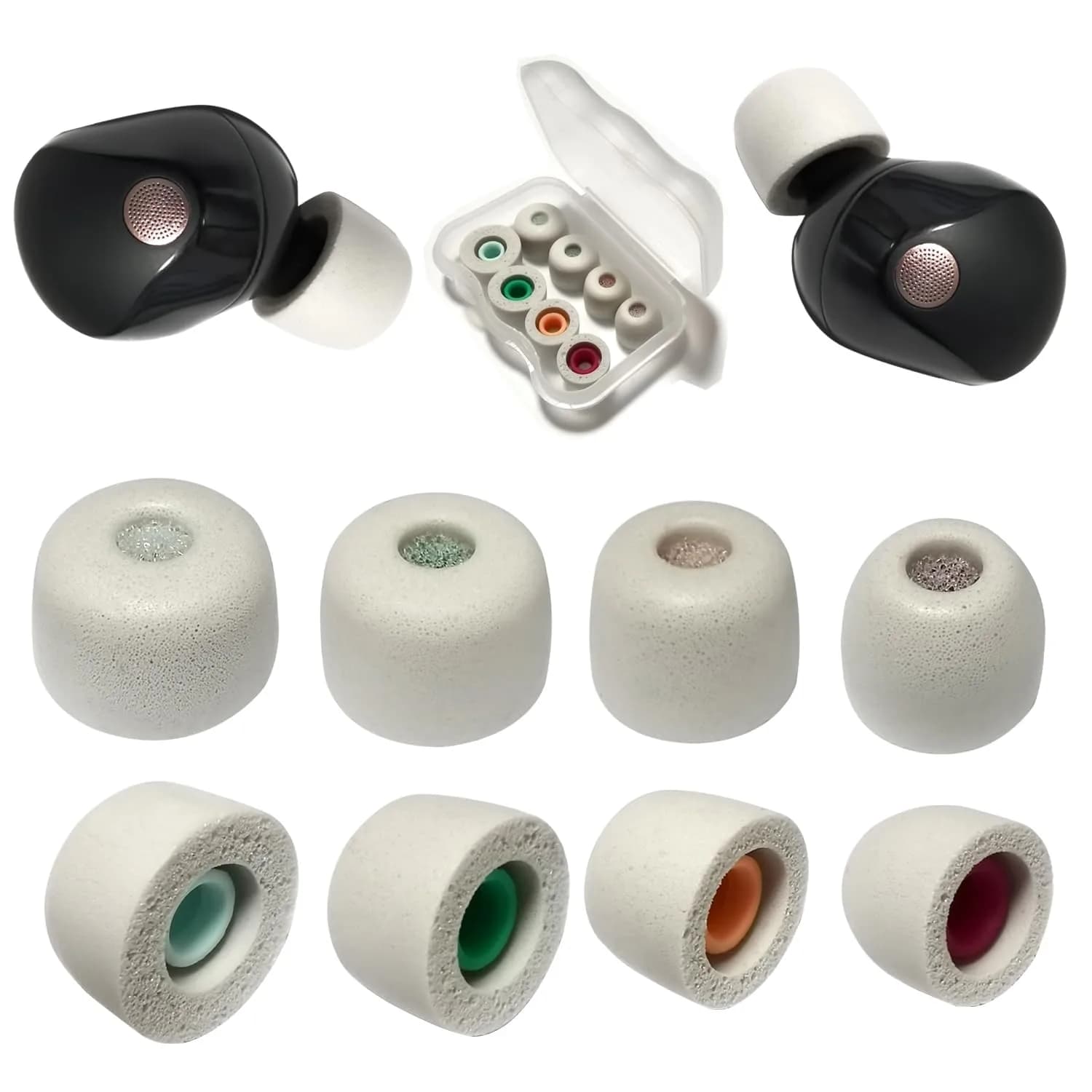 Mijusun Memory Foam Replacement Earbud Tips for Sony WF-1000XM5 & More | 3 Pairs Small Gray — Gray-L/M/S/XS