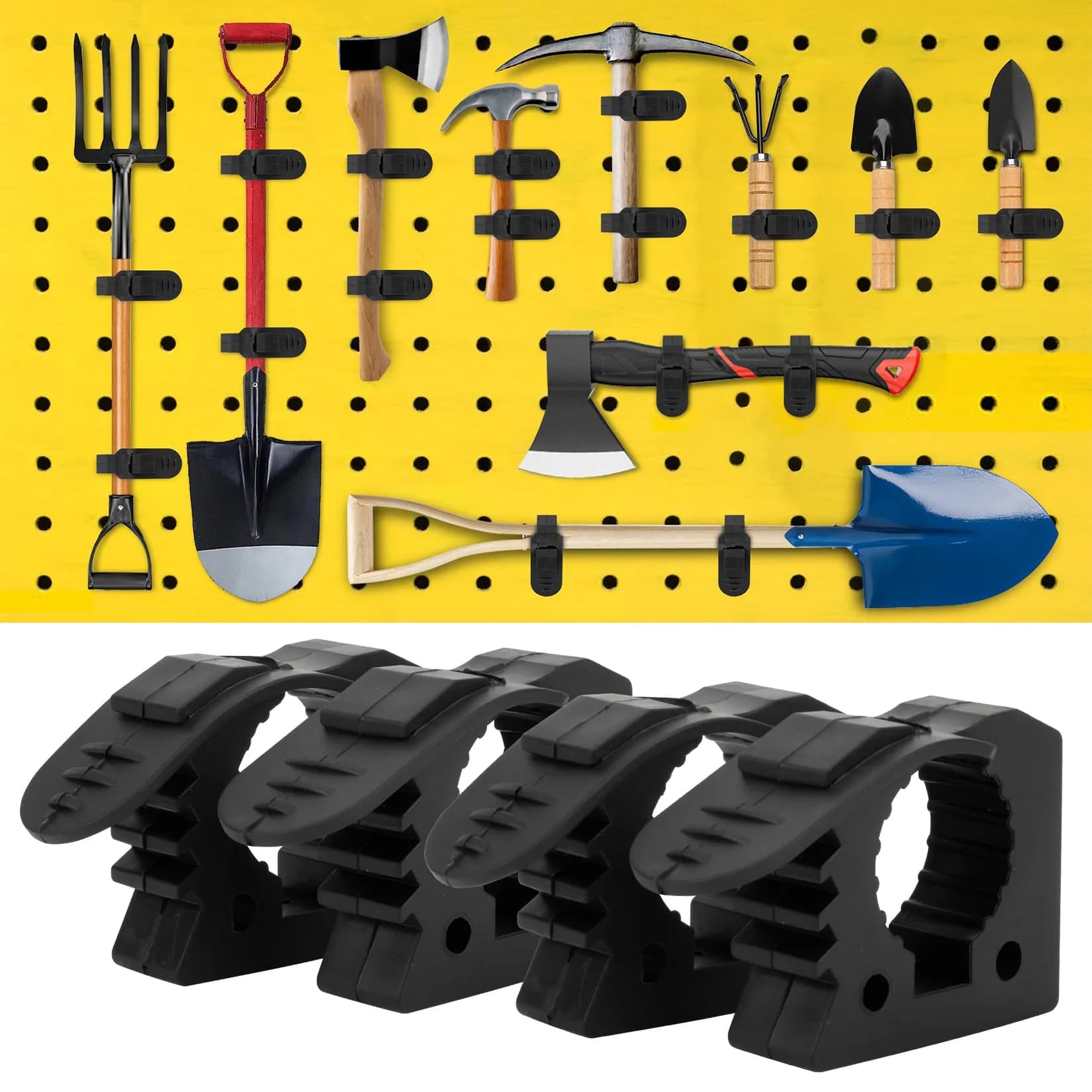 PSLER Quick Release Rubber Shovel Holder for Truck Bed & UTV, 2-Piece Set for 1-1/7'' to 1-3/7'' Diameter Tools — 4pc