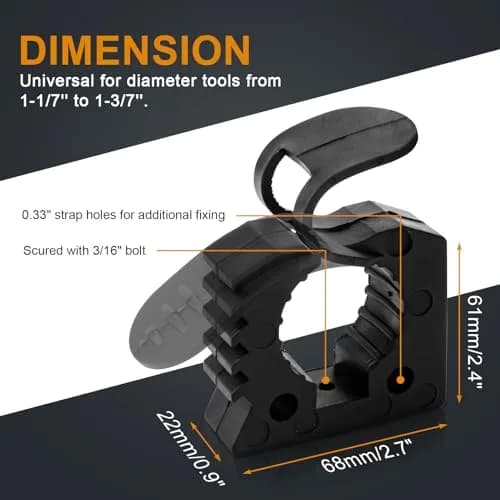 PSLER Quick Release Rubber Shovel Holder for Truck Bed & UTV, 2-Piece Set for 1-1/7'' to 1-3/7'' Diameter Tools thumbnail 5