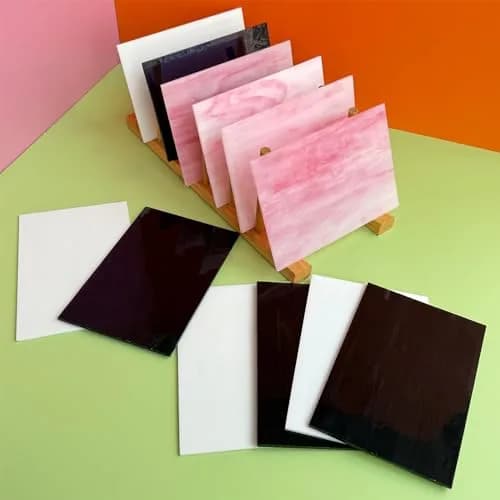 ILLUCKAI 12 Sheets Stained Glass Sheets 4 x 6 inch | Assorted Black, White, Pink Glass for Mosaic Art Crafts thumbnail 4
