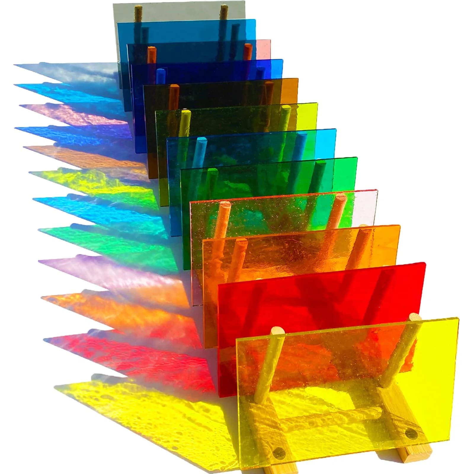 ILLUCKAI Transparent Stained Glass Sheets Rainbow Colors 6 x 4 inch (15.2 x 10.2 cm) | 12 Sheets for Mosaic Art & Crafts