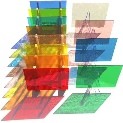 ILLUCKAI Transparent Stained Glass Sheets Rainbow Colors 6 x 4 inch (15.2 x 10.2 cm) | 12 Sheets for Mosaic Art & Crafts thumbnail 3