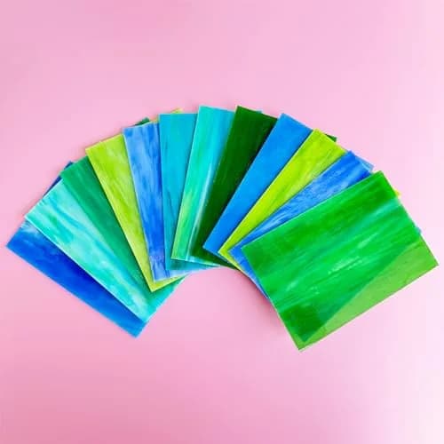 ILLUCKAI Blue+Green Stained Glass Sheets Variety Pack 15.3cm x 10.2cm (6 x 4 inches) | 12 Sheets for Mosaic & Art Projects thumbnail 4