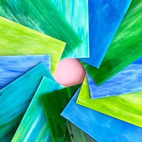 ILLUCKAI Blue+Green Stained Glass Sheets Variety Pack 15.3cm x 10.2cm (6 x 4 inches) | 12 Sheets for Mosaic & Art Projects thumbnail 5