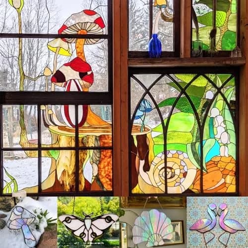 ILLUCKAI Blue+Green Stained Glass Sheets Variety Pack 15.3cm x 10.2cm (6 x 4 inches) | 12 Sheets for Mosaic & Art Projects thumbnail 6