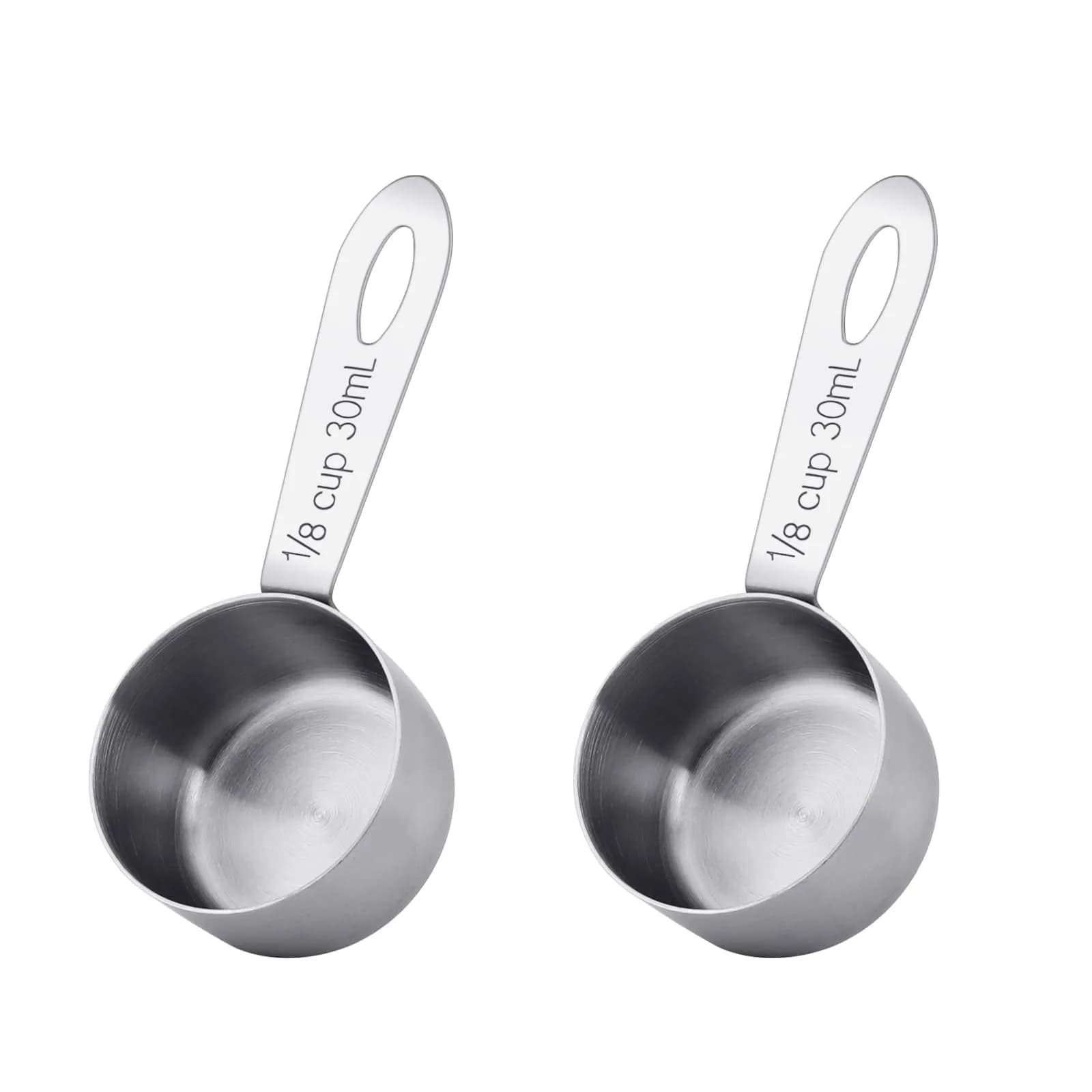 KALIONE 30ml (1/8 Cup) Stainless Steel Measuring Spoon Set | Accurate Coffee & Spice Scoops (2-Pack) - main product image