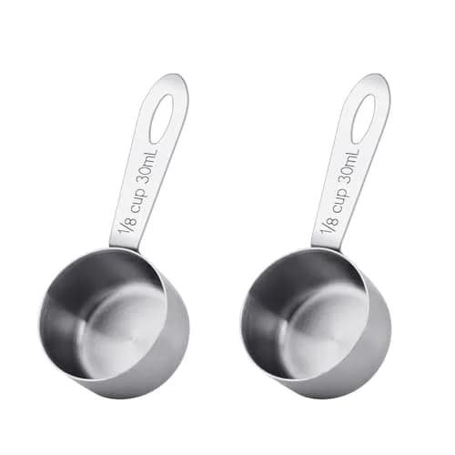 KALIONE 30ml (1/8 Cup) Stainless Steel Measuring Spoon Set | Accurate Coffee & Spice Scoops (2-Pack) thumbnail 1