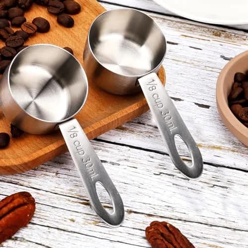 KALIONE 30ml (1/8 Cup) Stainless Steel Measuring Spoon Set | Accurate Coffee & Spice Scoops (2-Pack) thumbnail 4