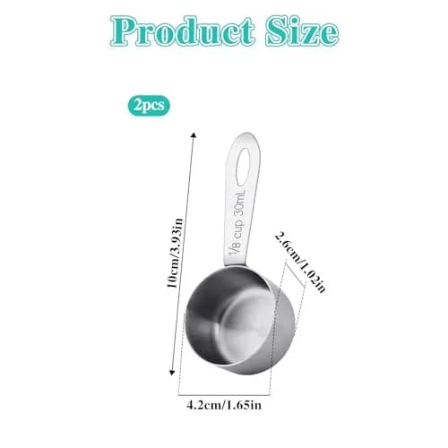 KALIONE 30ml (1/8 Cup) Stainless Steel Measuring Spoon Set | Accurate Coffee & Spice Scoops (2-Pack) thumbnail 3