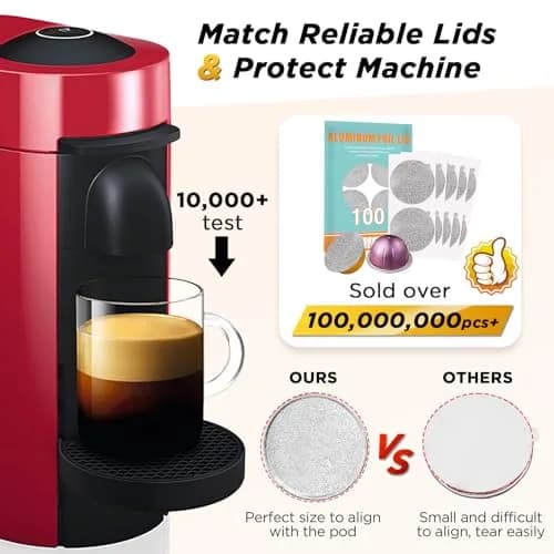 CAPMESSO Reusable Refill Kit for Nespresso Vertuo Pods with Fast Sealing & 50 Aluminum Lids (52 Total Pieces) thumbnail 4