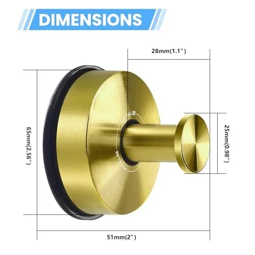 JOMOLA Gold Suction Cup Shower Hooks 2-Pack | Heavy Duty Stainless Steel Wall Mount for Wet Environments thumbnail 7