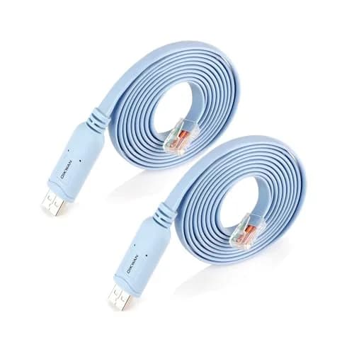 OIKWAN USB to RJ45 Console Cable 6 ft 2 Pack | Essential Tool for Network Device Configuration thumbnail 1