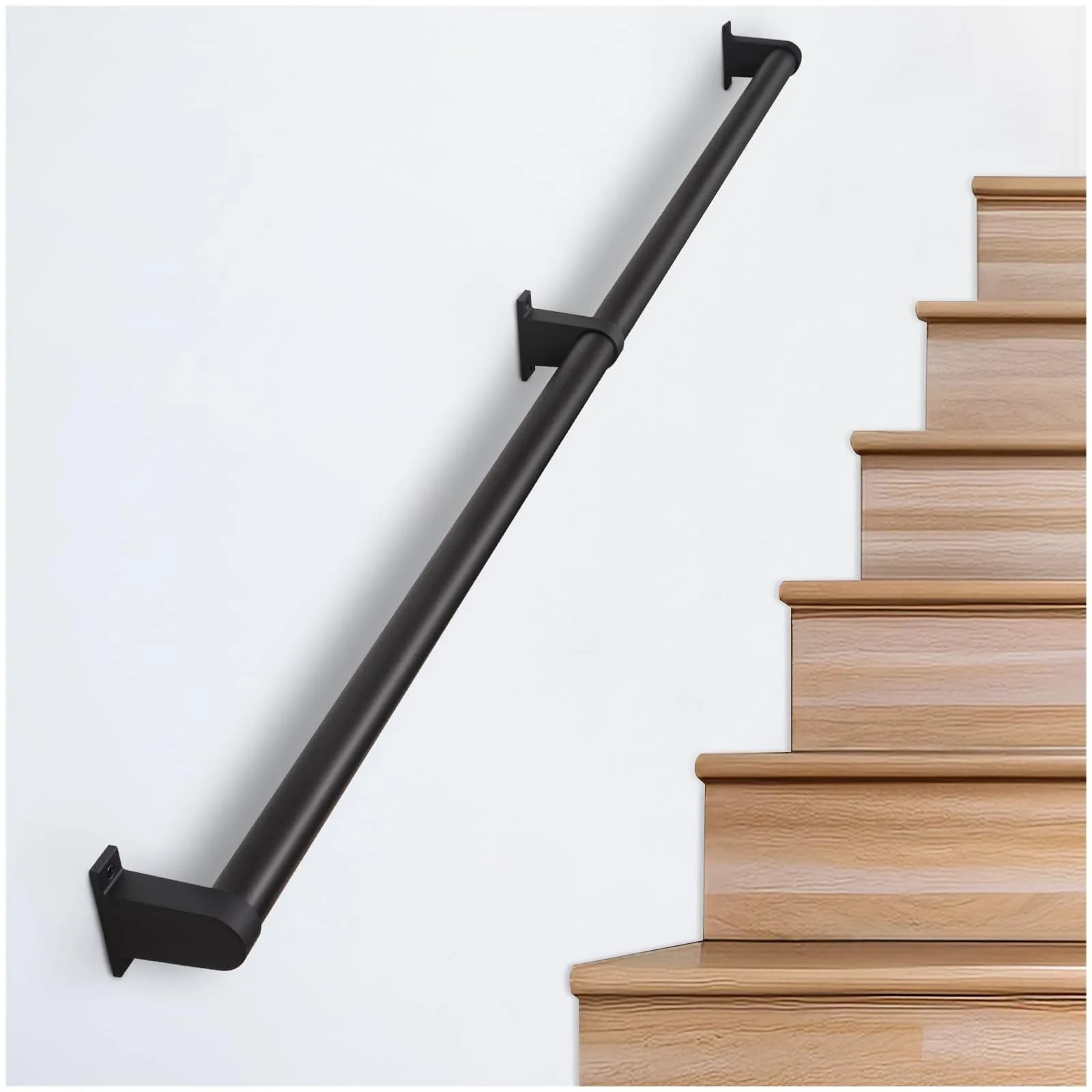 SDNBHT Industrial Stair Railing 1.22 m (4 ft) Black | Heavy Duty Aluminum Handrail for Indoor & Outdoor Steps — Black