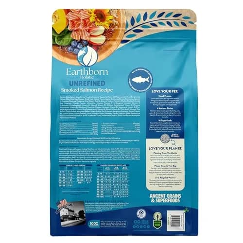 Earthborn Holistic Unrefined with Grains Smoked Salmon Dry Dog Food 25 lb | Ancient Grains & Superfoods for All Breeds thumbnail 4