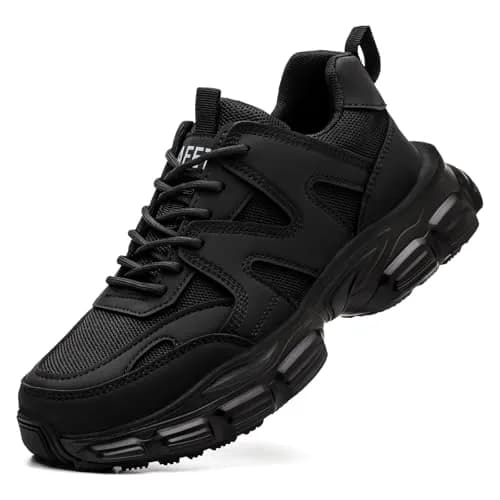 Hogent Steel Toe Shoes for Men Women, Black Work Shoes, Men 7.5 / Women 9 (US Size) | Safety Toe Protection for Industrial Use thumbnail 1