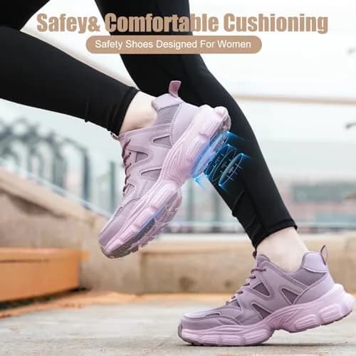 Hogent Steel Toe Shoes for Men & Women, Purple Work Shoes, 2.27 kg (5 lb) | Safety Toe Protection thumbnail 2