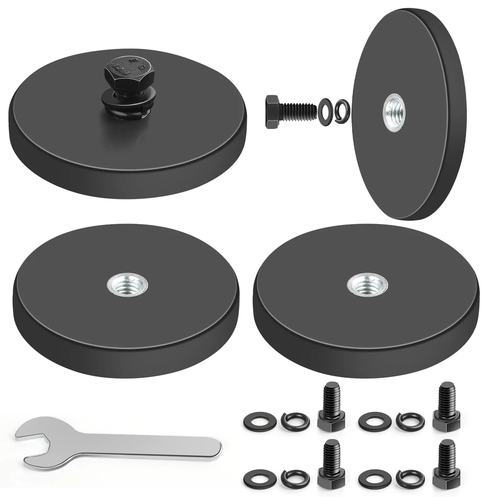DIYMAG Rubber Coated Magnets 4 Pack | Strong Neodymium Base with M5 Studs for Light & Tool Mounting - main product image