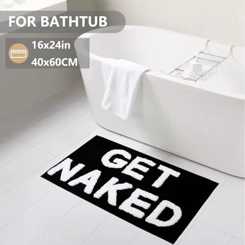 KOEXM Get Naked Bath Mat Black 41cm x 61cm (16" x 24") | Soft Microfiber Bathroom Rug with Non-Slip TPR Backing thumbnail 5