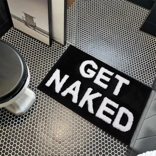 KOEXM Get Naked Bath Mat Black 41cm x 61cm (16" x 24") | Soft Microfiber Bathroom Rug with Non-Slip TPR Backing thumbnail 7