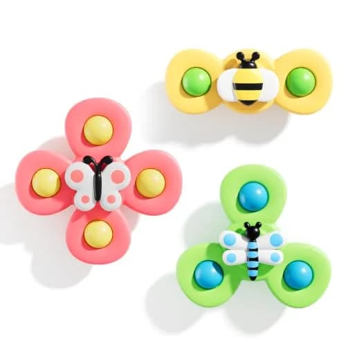 ALASOU Suction Cup Spinner Airplane Travel Toys for 1 Year Old Boy Girl | 3-Pack Colorful Plastic thumbnail 1