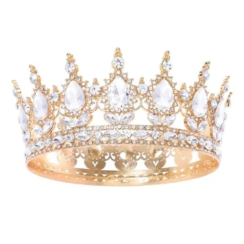 Feltent Queen Crown Princess Tiara for Women Birthday Cake Party | Elegant Rhinestone Headband thumbnail 1