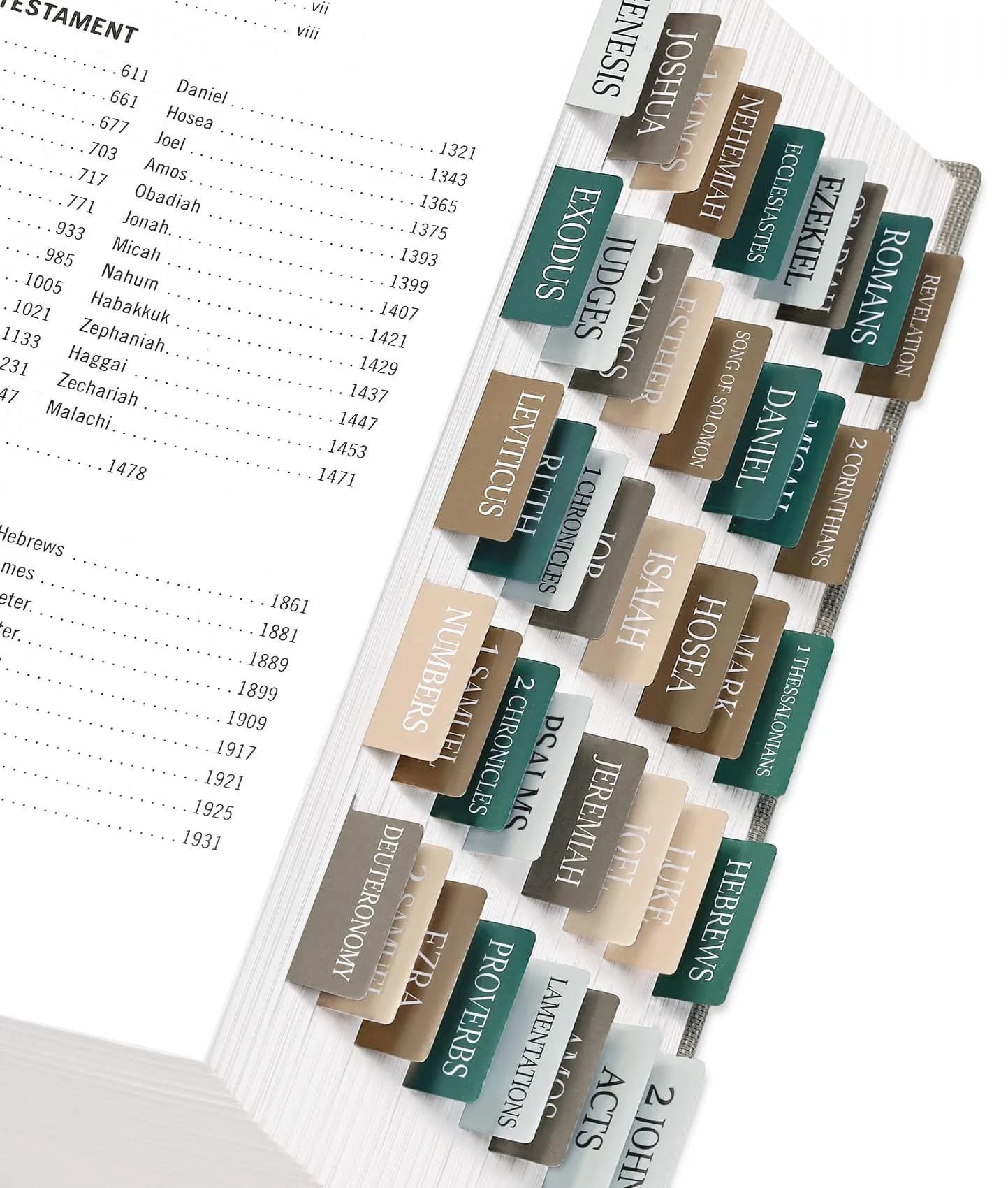 Taja Bible Tabs, Large Print Index Tabs for Old & New Testament, 75 Tabs | Boho-Inspired Design