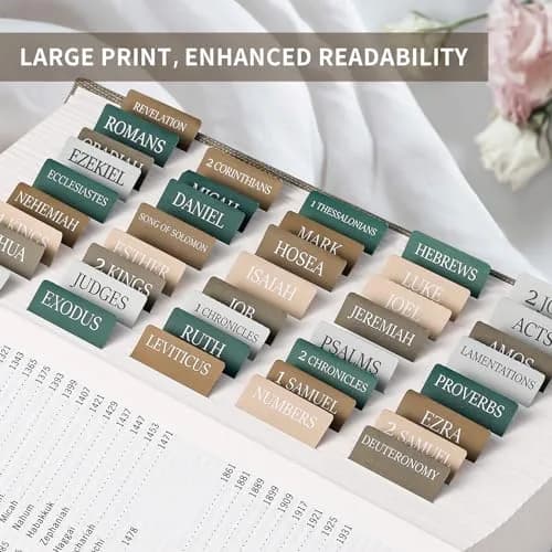Taja Bible Tabs, Large Print Index Tabs for Old & New Testament, 75 Tabs | Boho-Inspired Design thumbnail 4