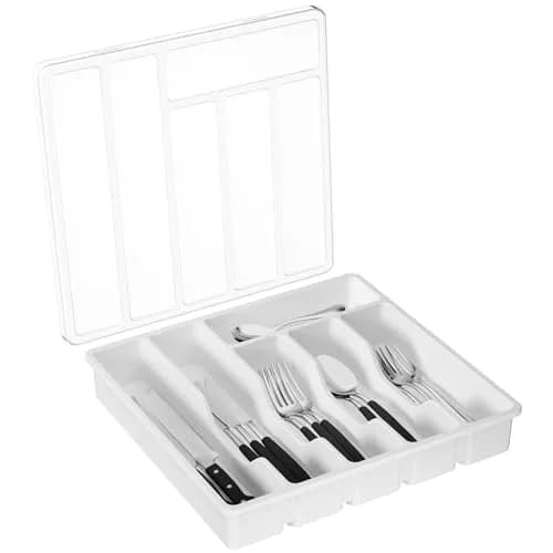 Lifewit Silverware Organizer with Lid, 12.6" x 11.8" | Dust-Free Cutlery Storage (70-120c) thumbnail 1