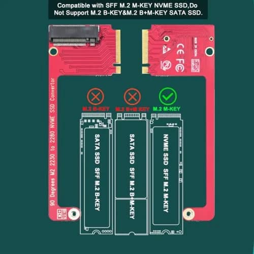 LinksTek ASC-3080 NVME SSD Convertor for ROG Ally Gaming Handheld, Expand M2 2230 Type SSD to M2 2280 Type SSD with 90 Degree Conversion thumbnail 3