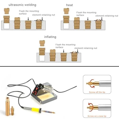 PEUTIER 120pcs M3 Brass Nuts for 3D Printing | Heat Set Insert Nuts with Solder Adapter thumbnail 5