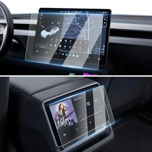 [Upgrade] 2 Pack Screen Protector for Tesla Model Y Juniper 2025 (Not for Premium/ Performance) / 2024~2025 2026 Model 3 Highland Screen Protector — 15.4-Inch Front & 8-Inch Rear Touchscreen Tempered Glass Tesla Juniper Accessories thumbnail 1