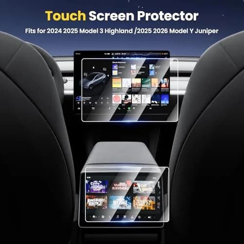 [Upgrade] 2 Pack Screen Protector for Tesla Model Y Juniper 2025 (Not for Premium/ Performance) / 2024~2025 2026 Model 3 Highland Screen Protector — 15.4-Inch Front & 8-Inch Rear Touchscreen Tempered Glass Tesla Juniper Accessories thumbnail 2