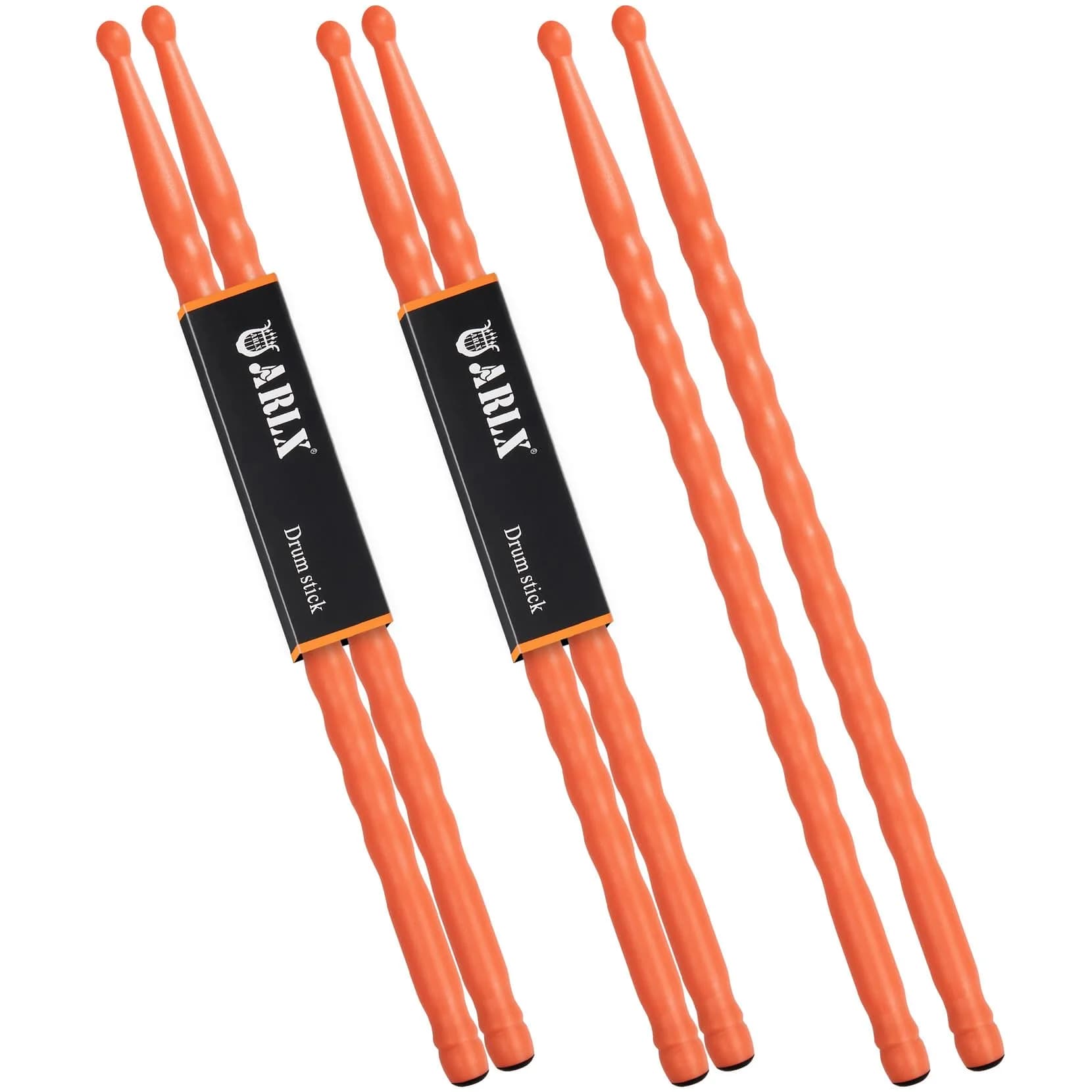 ARLX 5A Carbon Fiber Drumsticks 3 Pair Black | Durable & Balanced for All Styles — 3 Pair Orange