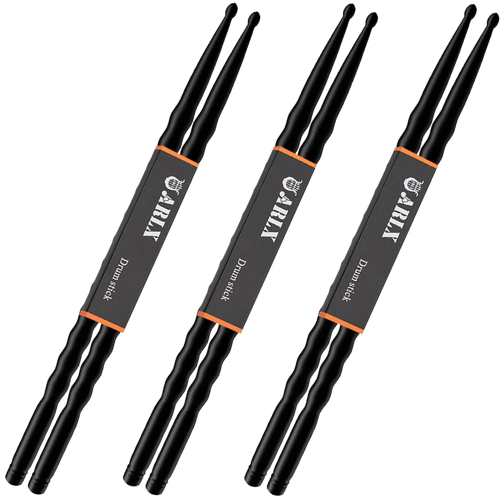 ARLX 5A Carbon Fiber Drumsticks 3 Pair Black | Durable & Balanced for All Styles - main product image