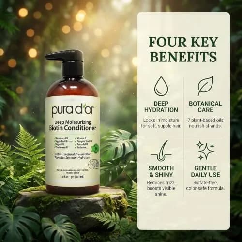PURA D'OR Deep Moisturizing Biotin Hair Regrowth Conditioner 473ml (16 Fl Oz) | Thickens & Softens Dry, Frizzy Hair thumbnail 6