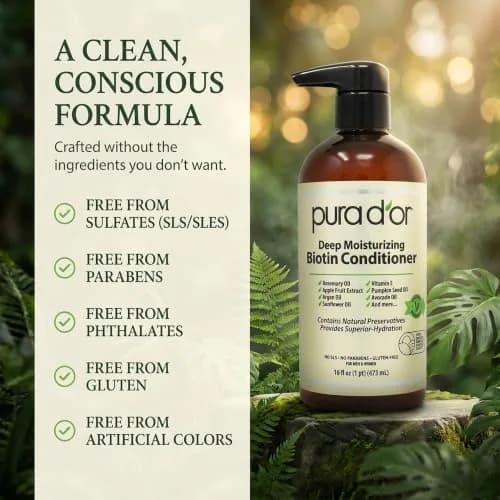 PURA D'OR Deep Moisturizing Biotin Hair Regrowth Conditioner 473ml (16 Fl Oz) | Thickens & Softens Dry, Frizzy Hair thumbnail 4